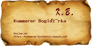 Kummerer Boglárka névjegykártya